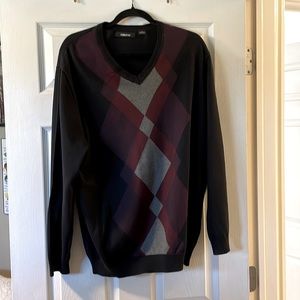 sweater, v cut, red, grey and black size large